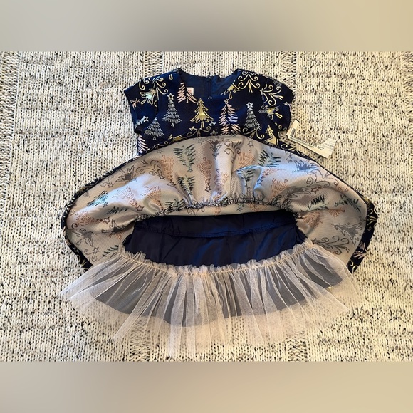 Bonnie Jean Bonnie Baby Christmas Tree Dress Navy Blue Size 2-2T, 2 pc, NWT - Picture 4 of 6